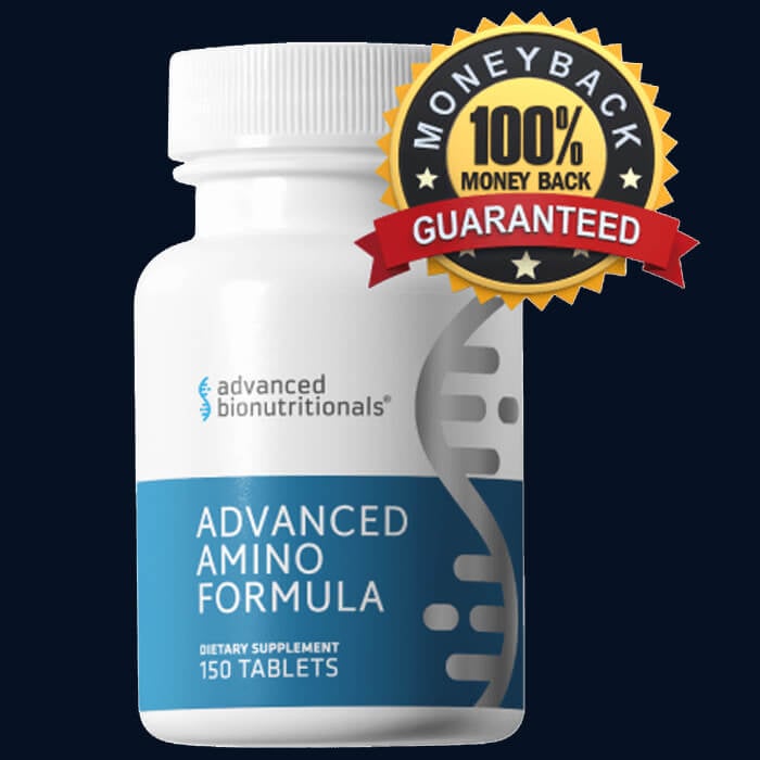 Advanced Amino Formula bottle with guarantee badge