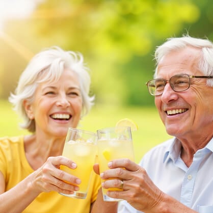 Couple enjoying juice