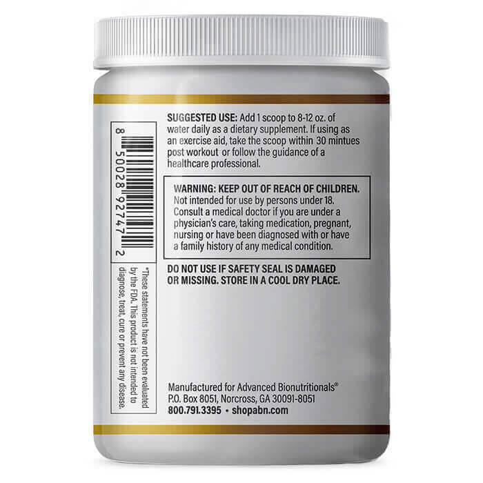 Advanced Muscle Plus back of the bottle