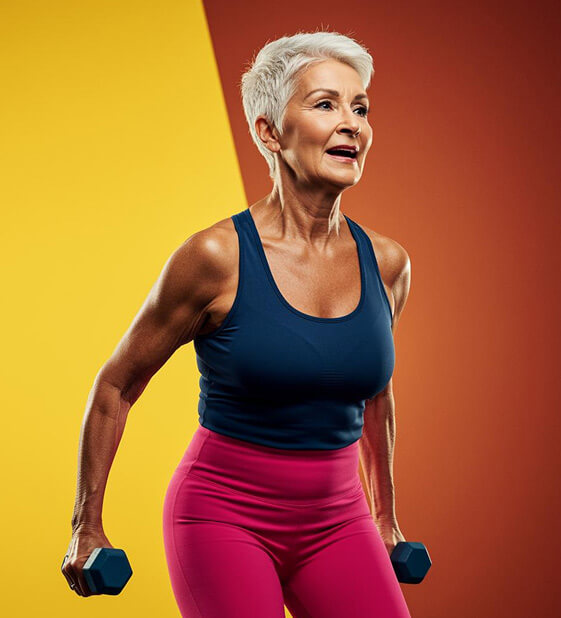 Old woman working out