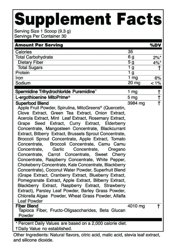 Advanced Greens Plus Supplement Facts
