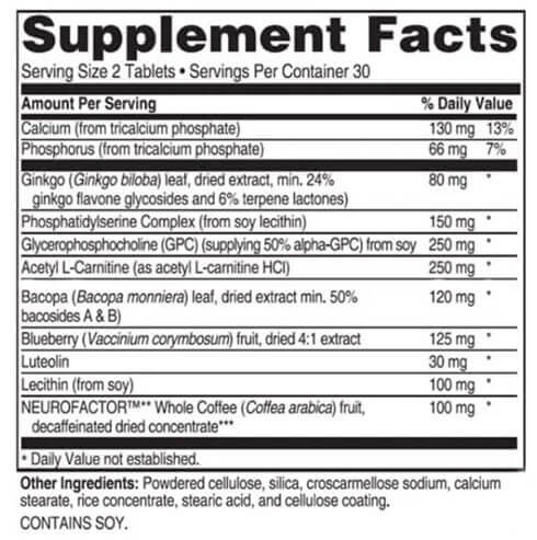 Advanced Memory Formula Supplement Facts