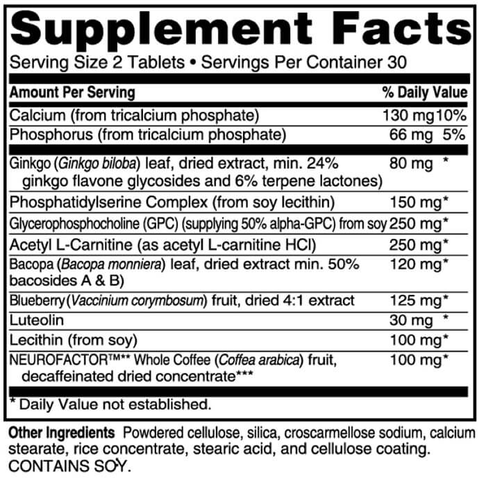 Informações sobre o suplemento Advanced Memory Formula
