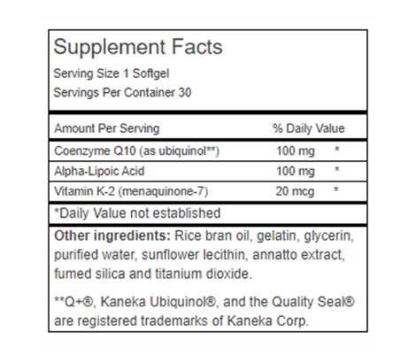 Ubiquinol CoQ10 Supplement Facts