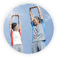 Couple stretching