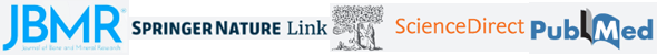 PubMed, Journal of Bone and Mineral Research, Spinger Nature Link, and ScienceDirect logos