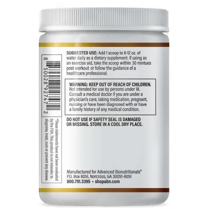 Advanced Muscle Plus Gold back of the bottle