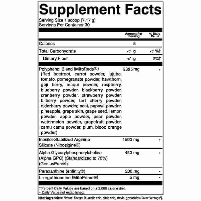 Nitro Reds supplement facts