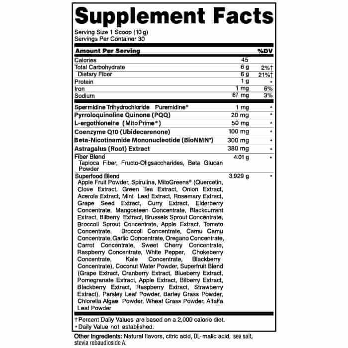 Pep Tonic supplement facts