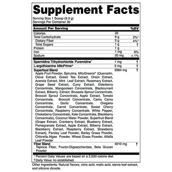 Advanced Greens Plus supplement facts