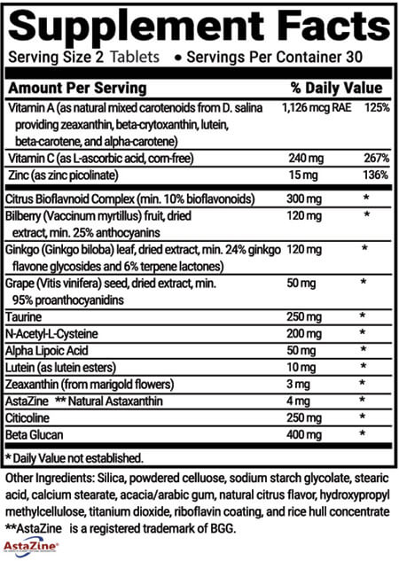Vision Supplement Facts