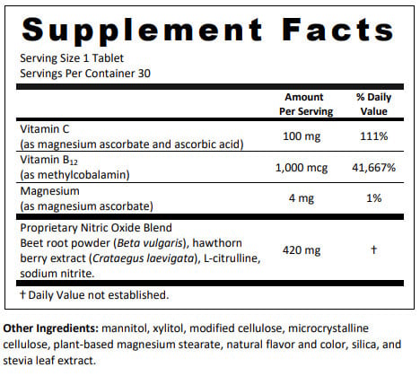 CircO2 Nitric Oxide Lozenges supplement facts